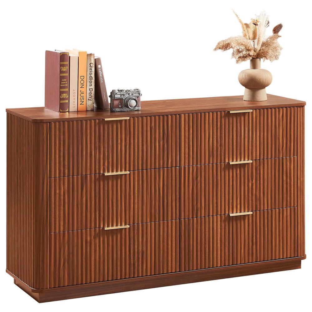 Hearth and Haven 6-Drawer Dresser in Walnut, , large