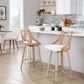 LumiSource Charlotte Swivel Counter Stool with White Faux Leather Upholstery in Whitewashed and Chrome (Set of 2), , large