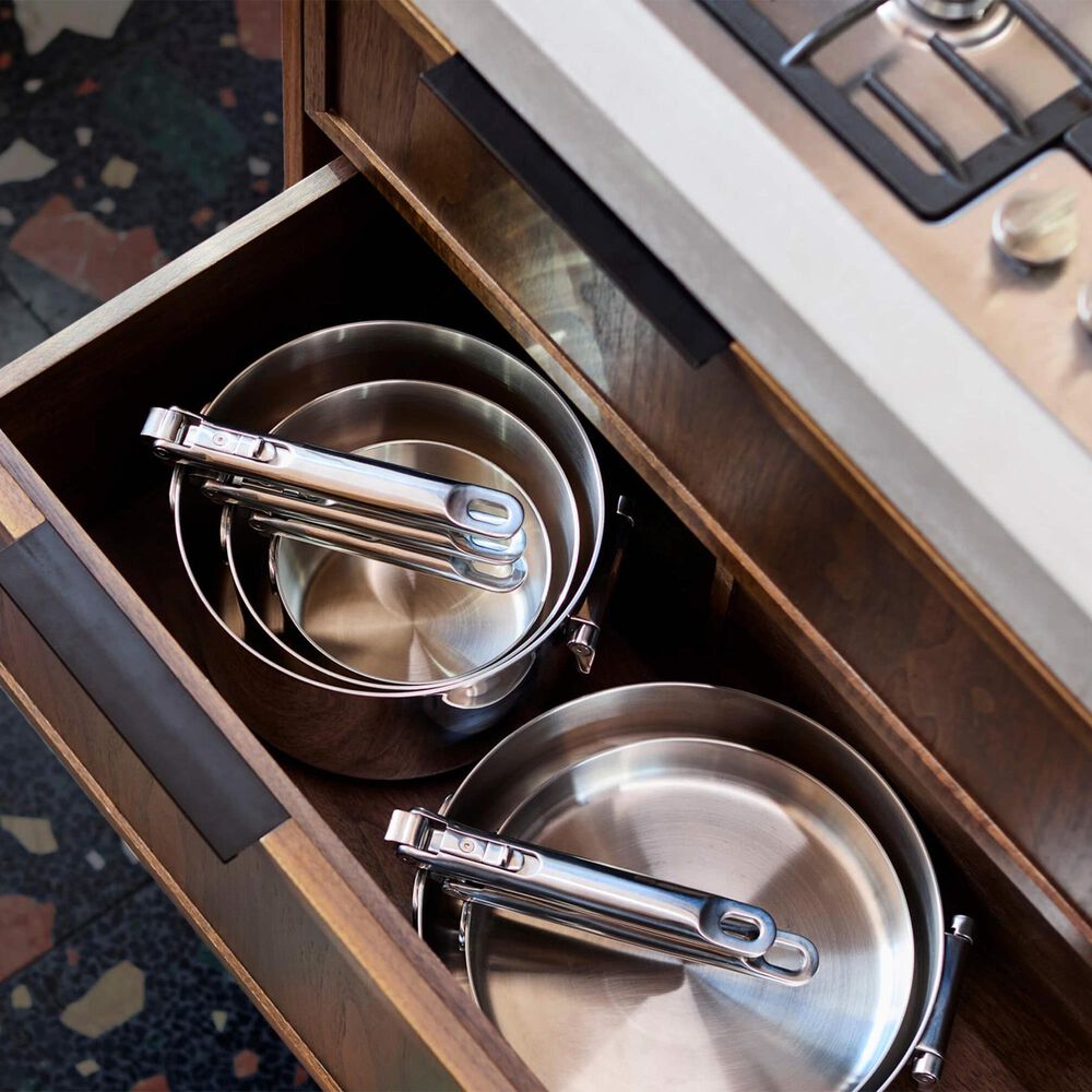 Joseph Joseph Space Steel Saute Pan with Folding Handle and Lid in Stainless Steel, , large