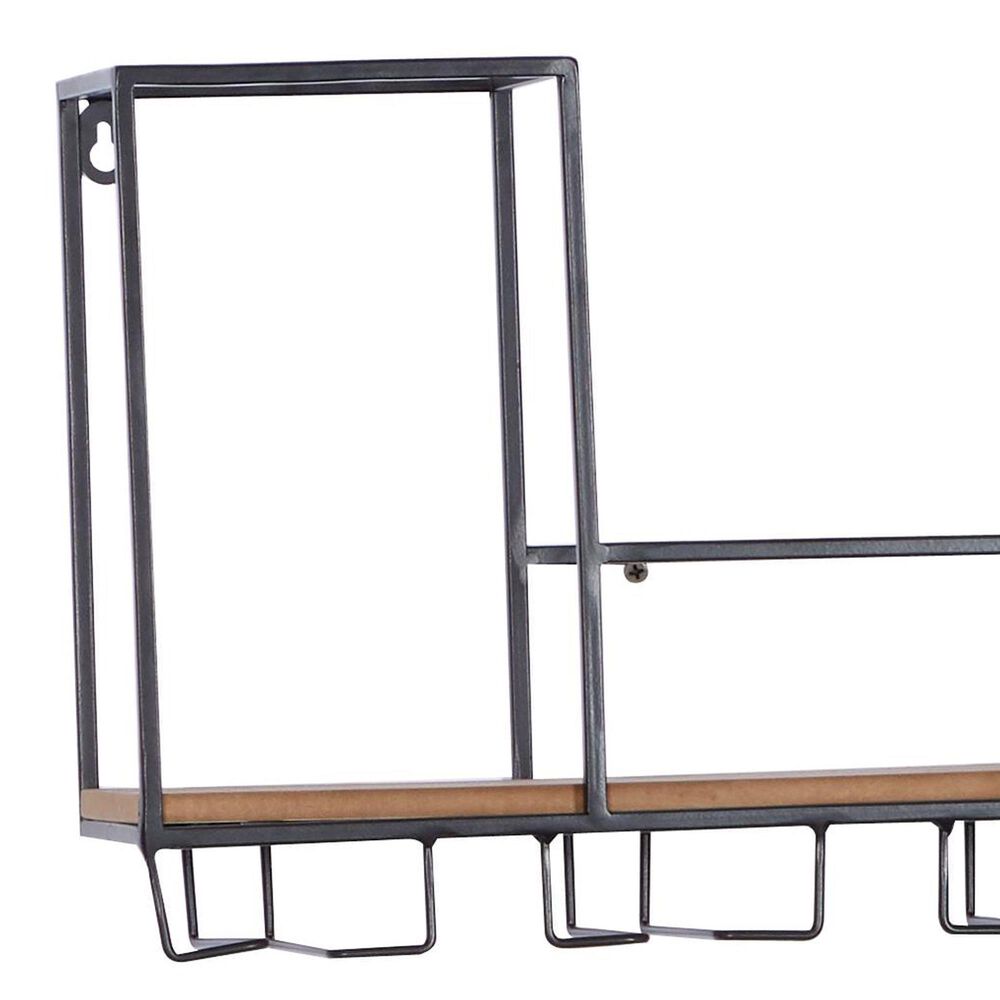 Maple and Jade 7-Bottle Display Wall Wine Rack in Matte Black and Brown, , large
