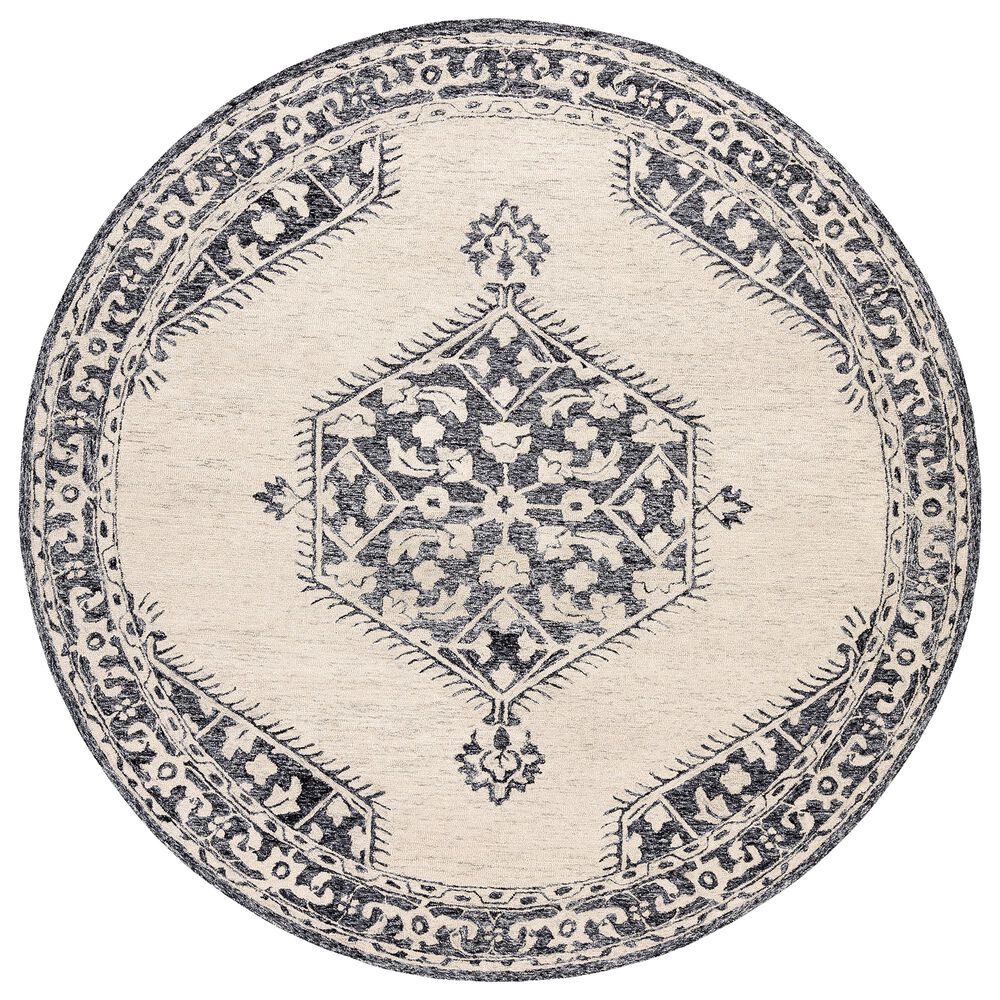 Surya Granada GND-2305 8' Round Black, Gray and Beige Area Rug, , large