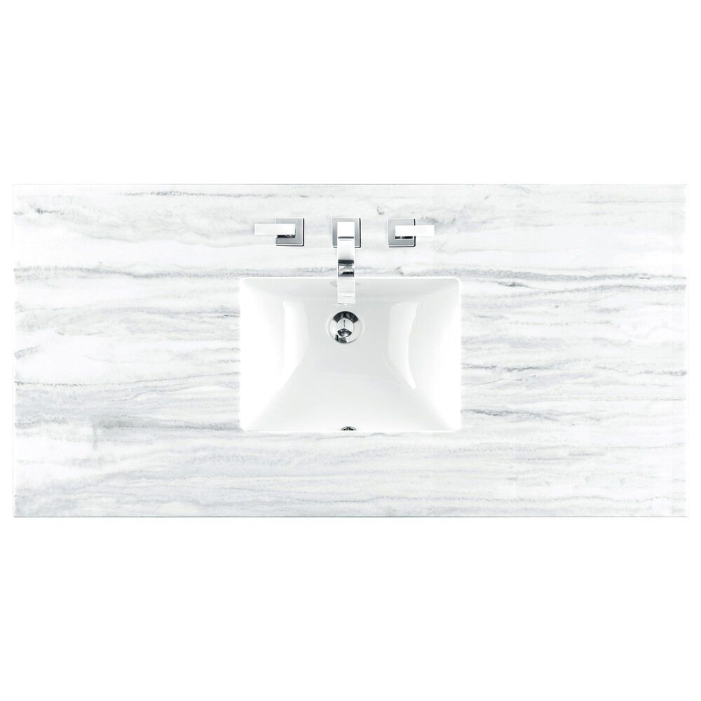 James Martin Vanities Emmeline 48&quot; Single Vanity in Pebble Oak with 3 cm Arctic Fall Solid Surface Top, , large