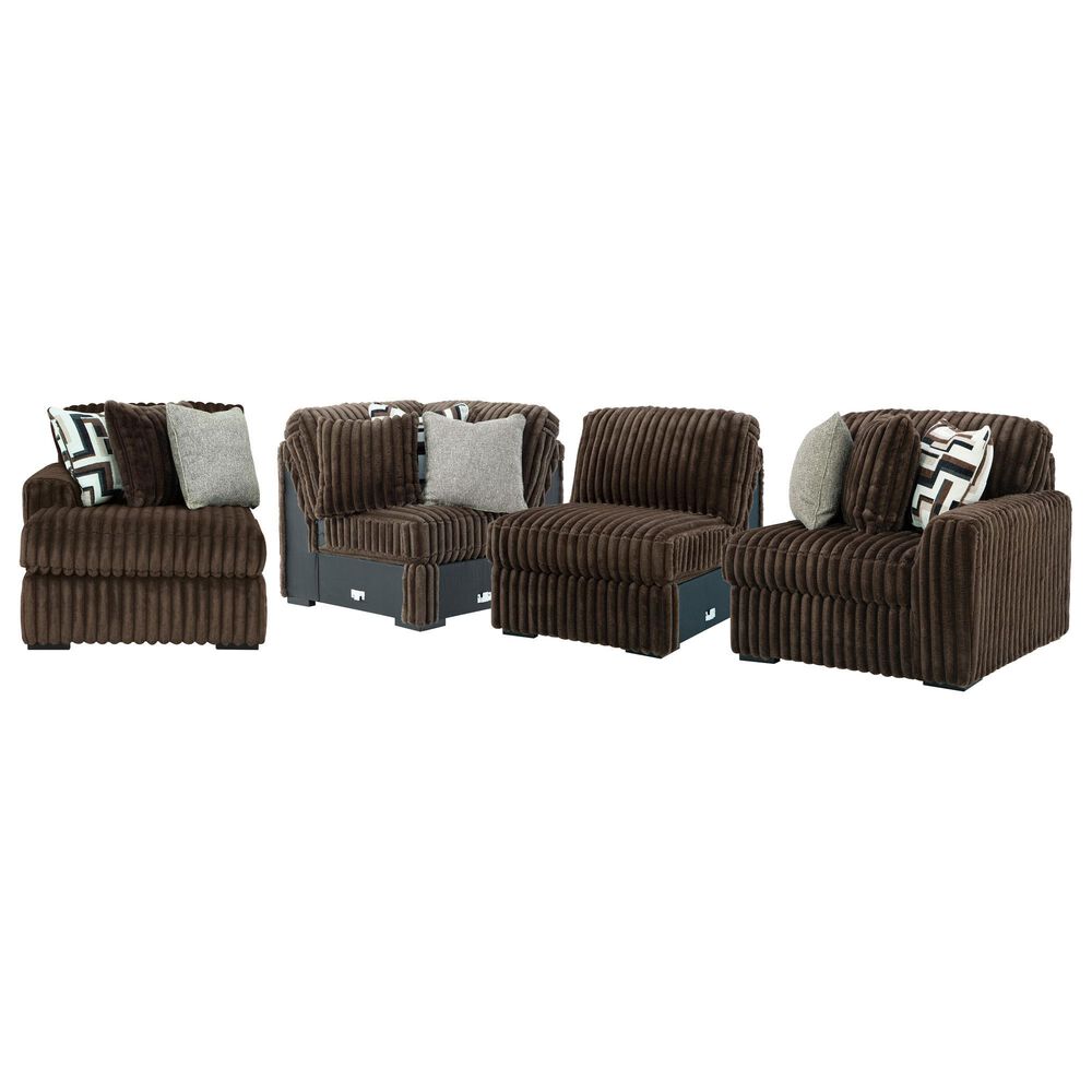 Ashley Midnight-Madness 4-Piece Left Facing Sectional with Chaise in Chocolate, , large