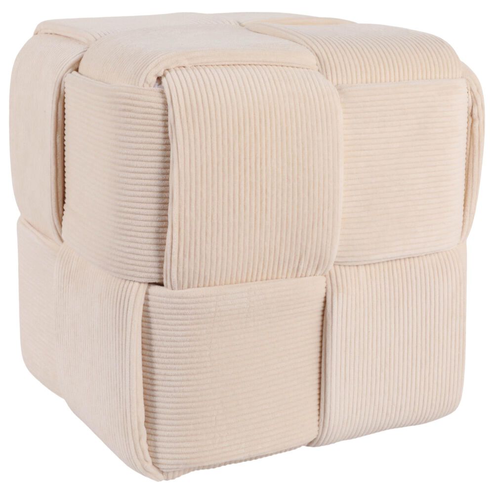 Sagebrook Home Coreybeach Ottoman in Ivory, , large