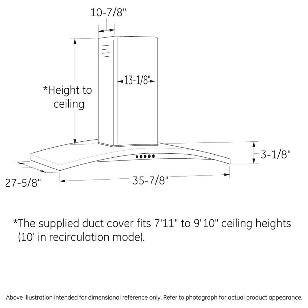 GE Profile 36" Island Mount Chimney Range Hood in Stainless Steel, , large