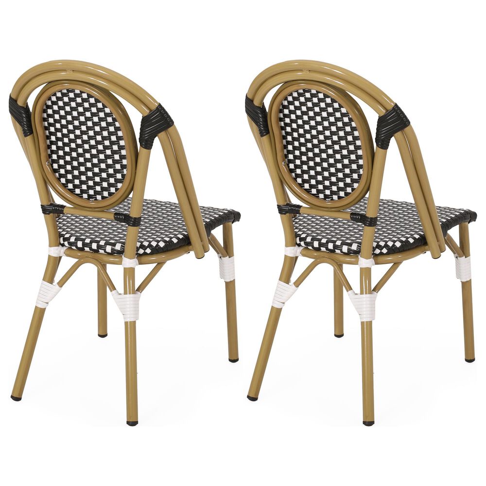 Hearth and Haven Outdoor French Bistro Chair in White, Black and Yellow &#40;Set of 2&#41;, , large