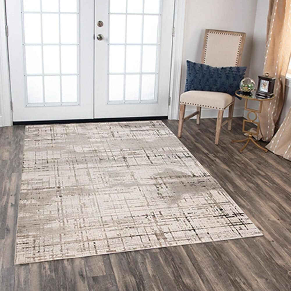 RIZZY Calabria 5&#39;3&quot; x 7&#39;6&quot; Neutral, Gray and Black Area Rug, , large