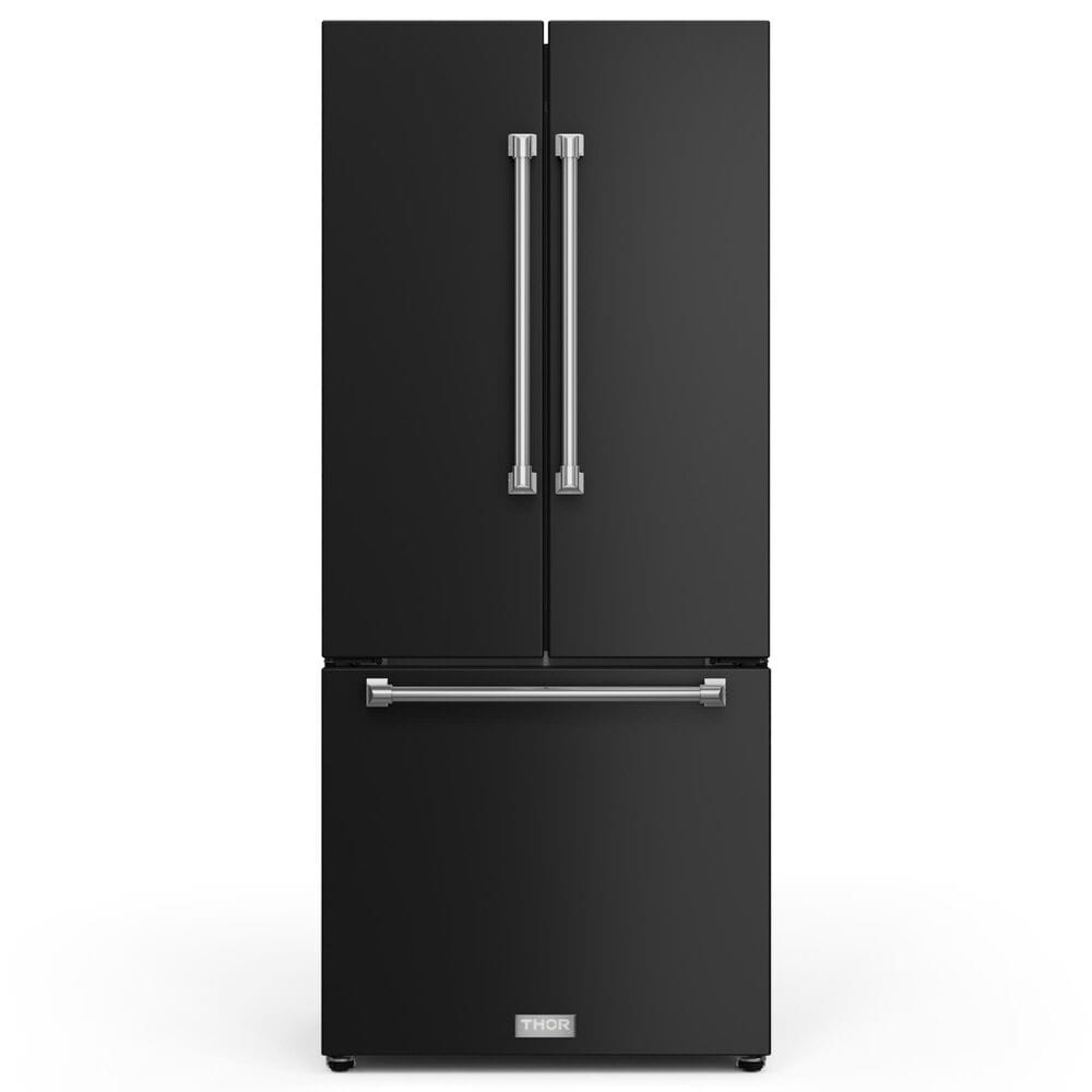 THOR KITCHEN Gordon Ramsay 17.5 Cu. Ft. Counter Depth French Door Refrigerator with Stainless Steel Handle Kit in Black, , large