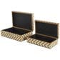 Maple and Jade 2-Piece Handmade Woven Zig Zag Storage Decorative Box Set in Matte Brown and Cream, , large