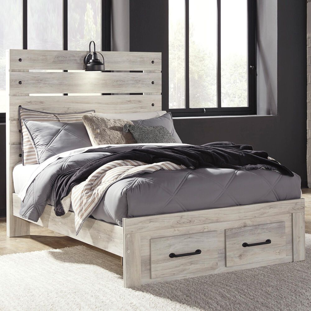 Ashley Cambeck Full Panel Bed with 2 Storage Drawers in Whitewash, , large