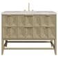 James Martin Vanities Emmeline 48" Single Vanity in Pebble Oak with 3 cm Victorian Silver Quartz Top, , large