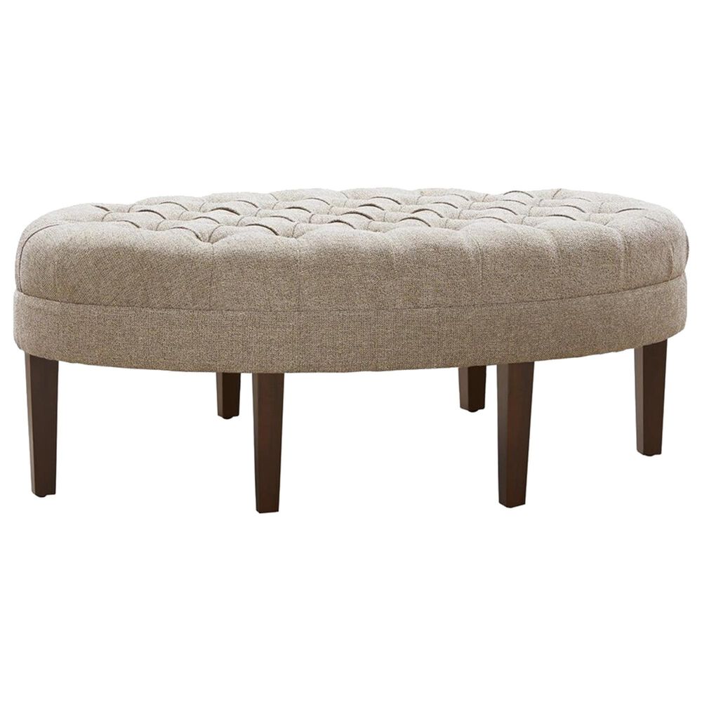 Hampton Park Martin Surfboard Tufted Ottoman in Linen and Espresso, , large