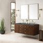 James Martin Vanities Amberly 60" Double Bathroom Vanity in Mid-Century Walnut with 3 cm Parisien Bleu Quartz Top and Rectangular Sinks, , large