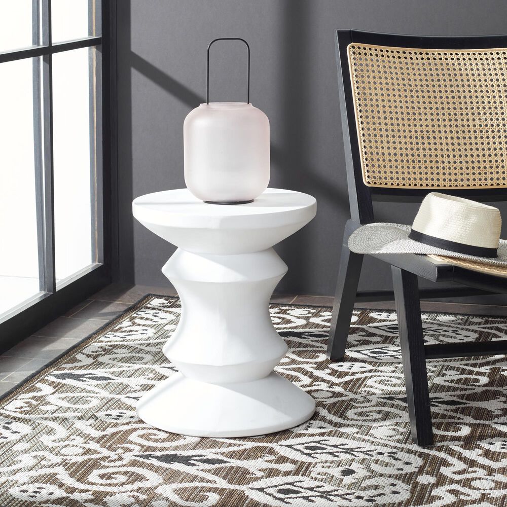Safavieh Palmdale Patio Accent Stool in Ivory, , large
