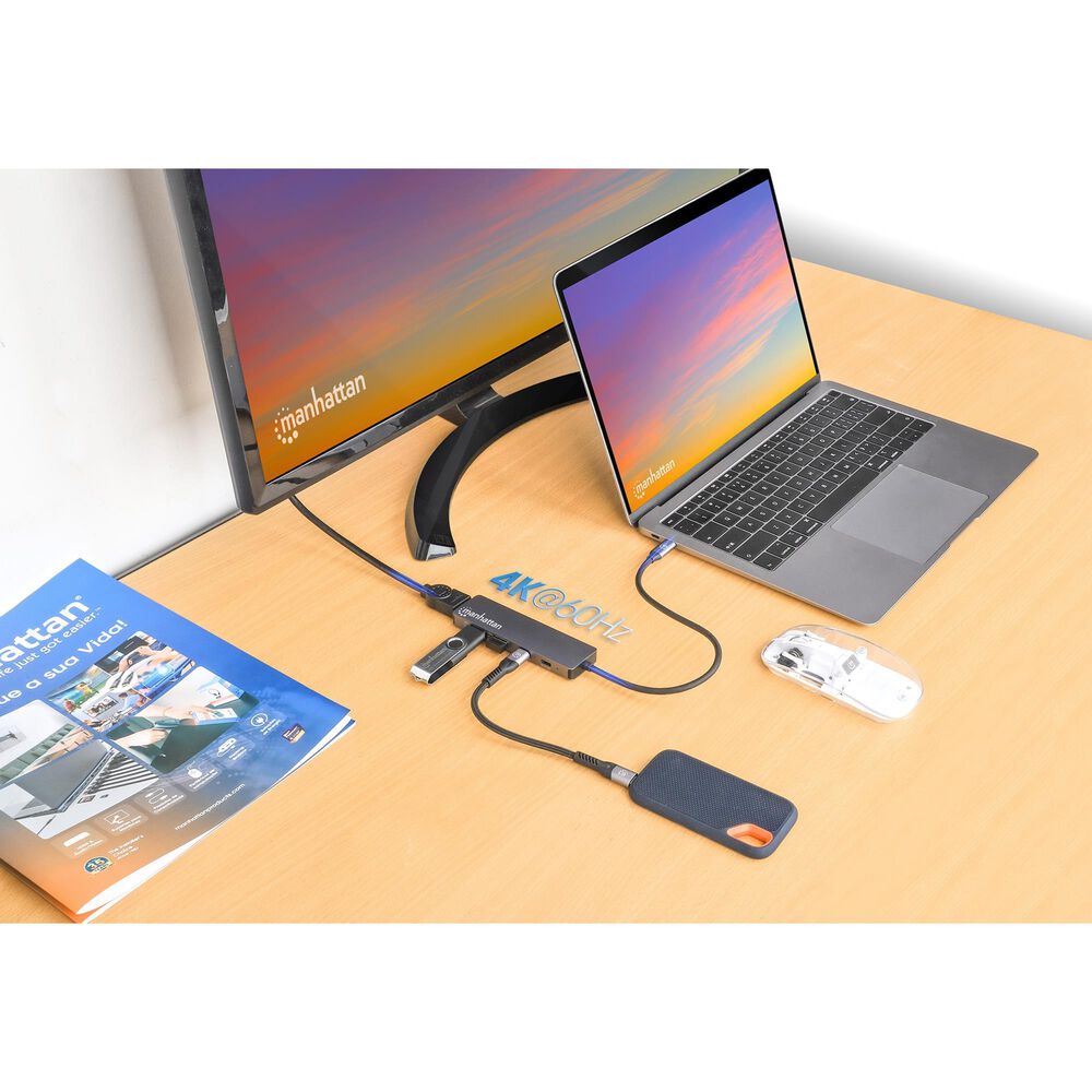 Manhattan USB-C PD 5-In-1 HDMI 4K Docking Station/Multiport Hub in Space Gray, , large
