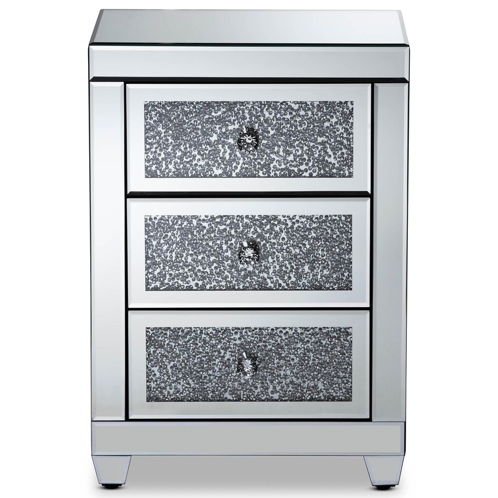 Baxton Studio Ralston 3-Drawer Nightstand in Mirrored, , large