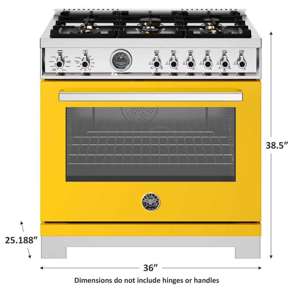 Bertazzoni Professional 5.7 Cu. Ft. Freestanding Dual Fuel Range in Giallo, , large