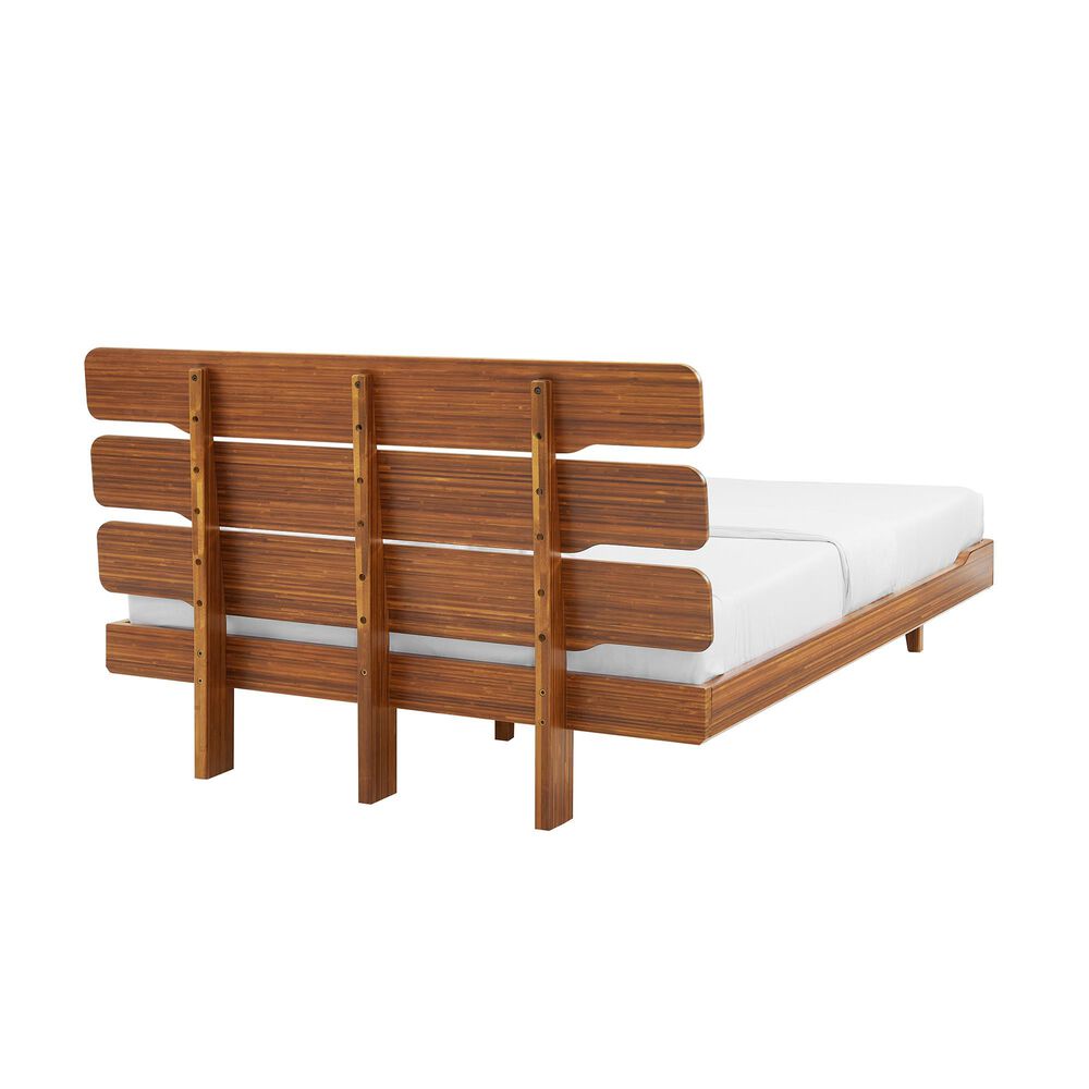 Natural Bamboo Furnishings Queen Platform Bed in Amber, , large
