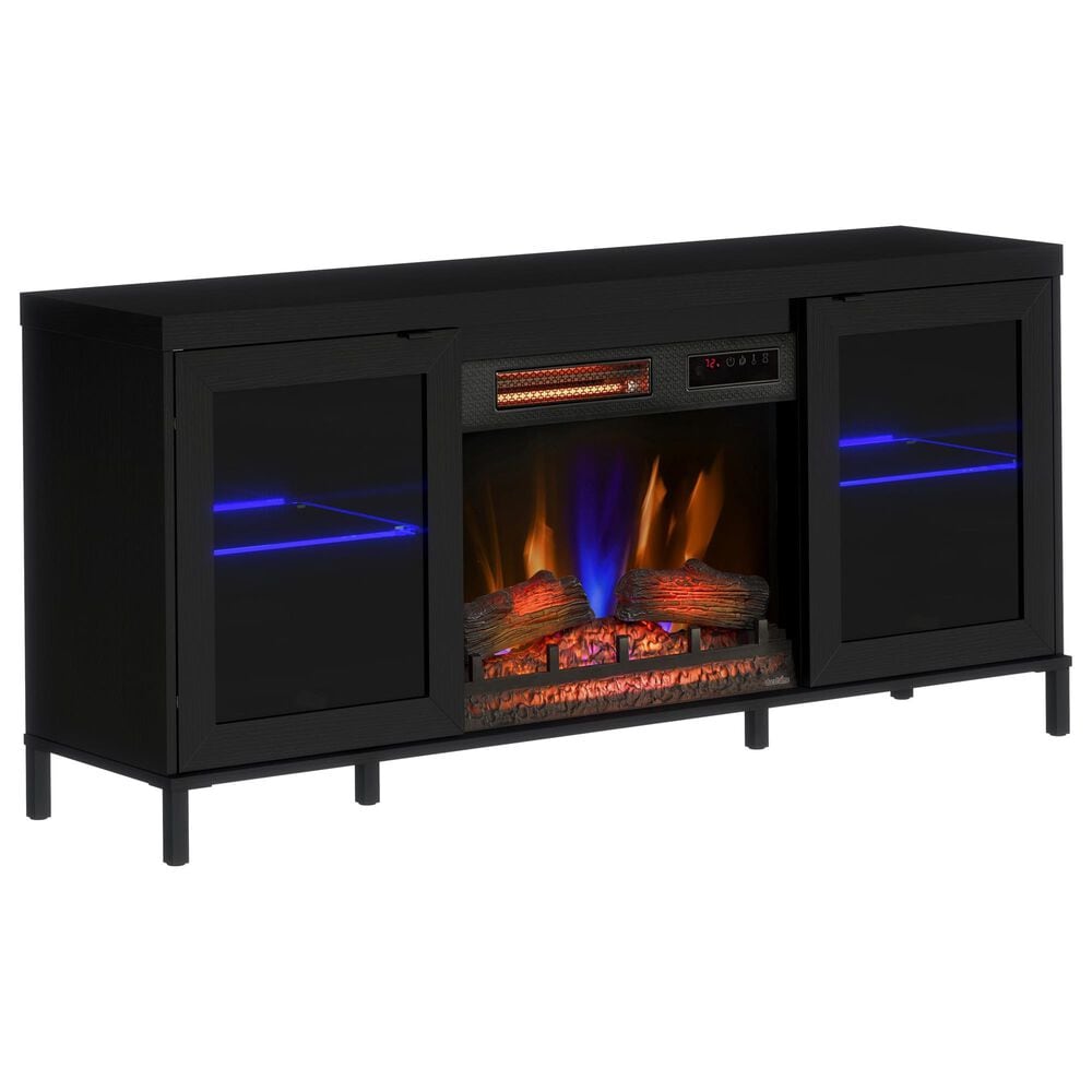 Classic Flame 56" TV Stand with Electric Fireplace in Black, , large