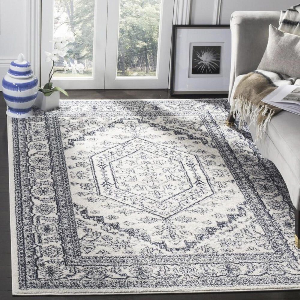 Safavieh Adirondack ADR108R 4" x 6" Ivory and Navy Area Rug, , large