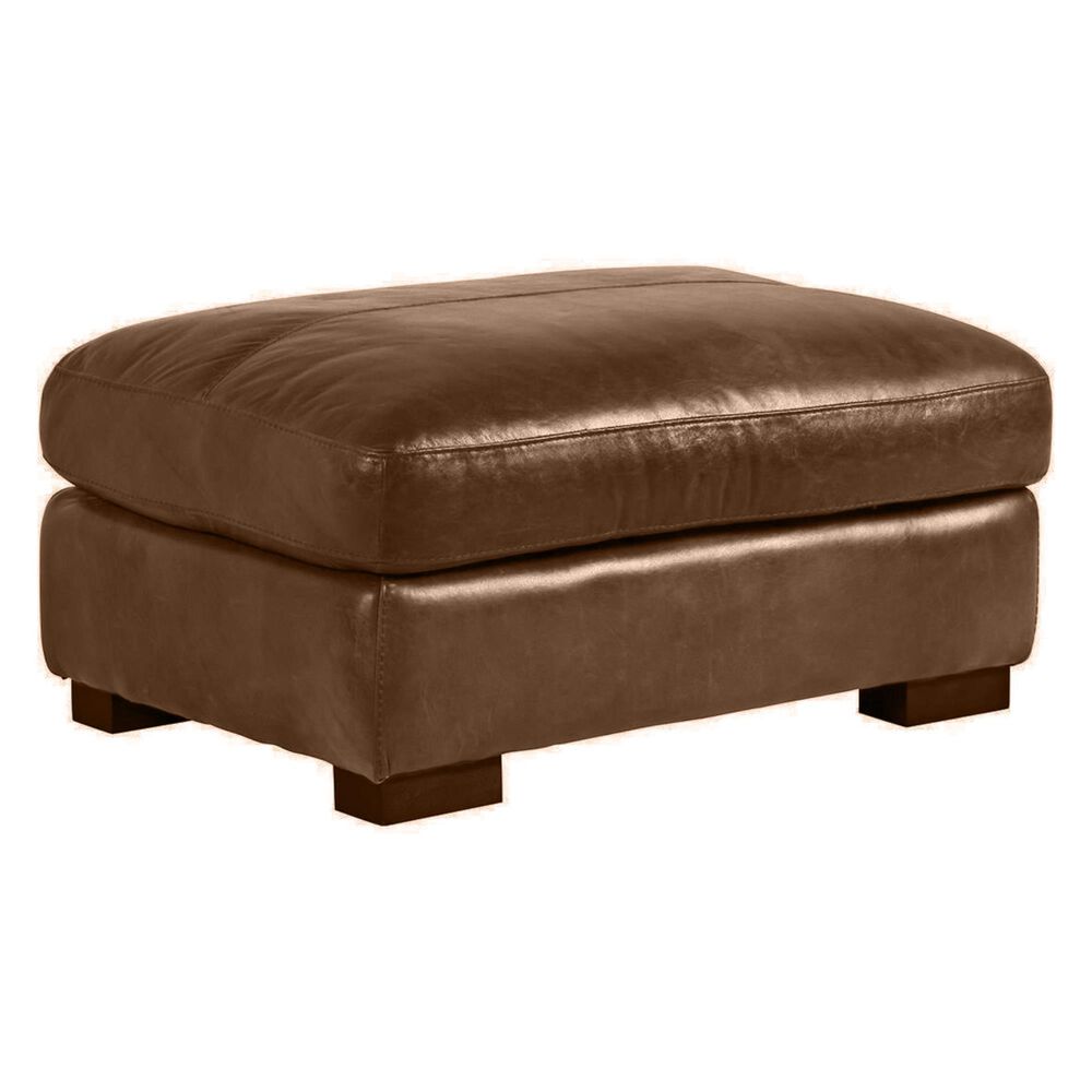 Softline Leather Chair and a Half and Ottoman in Splendor Chestnut, , large
