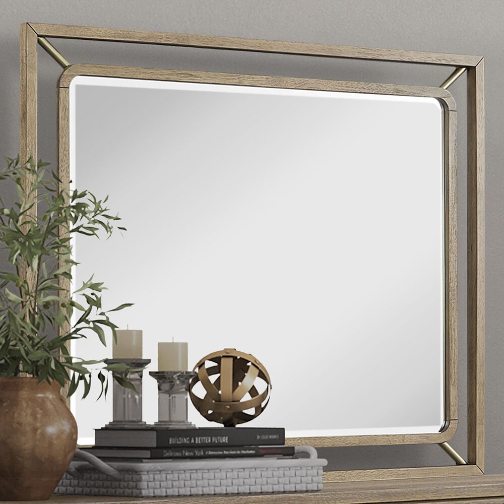 Sterling Timber Elure Wood and Metal Dresser Mirror in Latte, , large