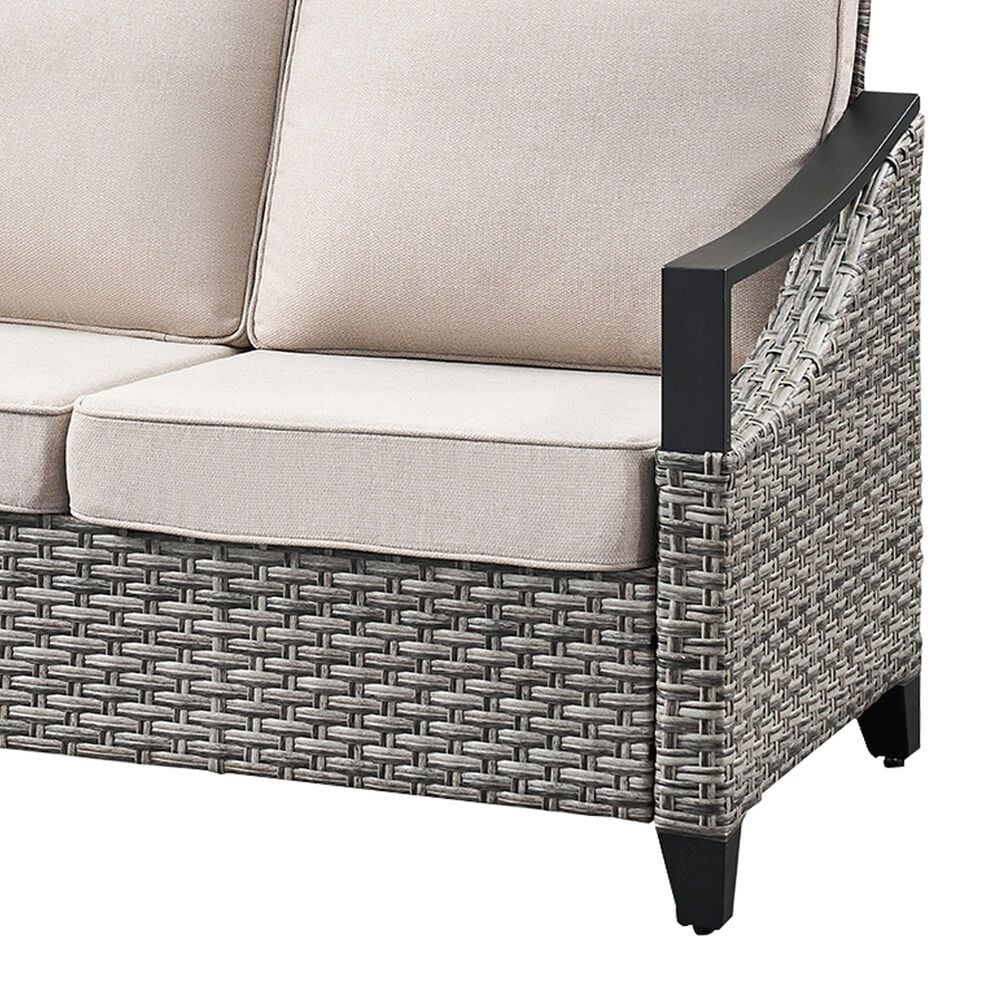 Sunwell Garden Patio Sofa with Metal Arms in Beige, , large