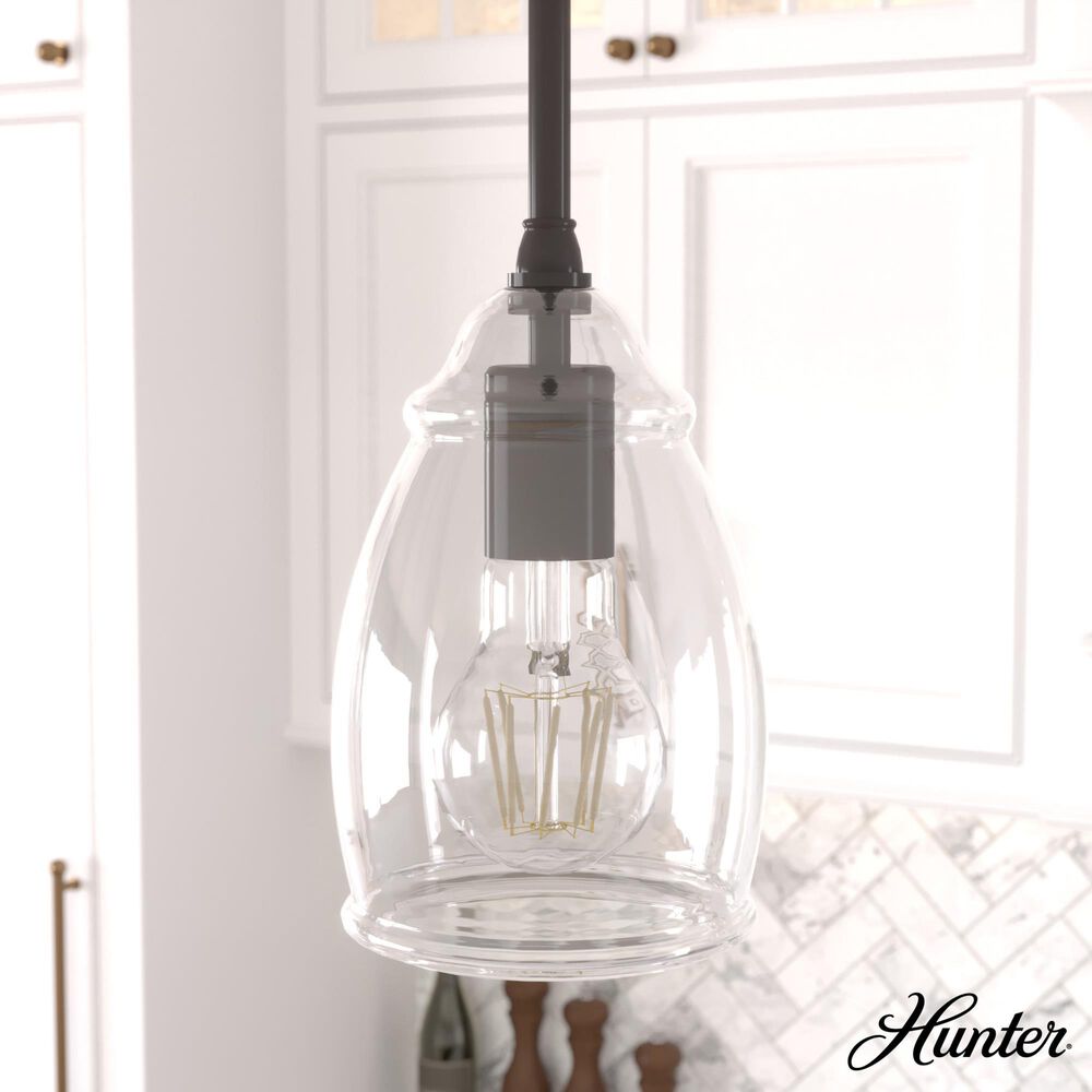 Hunter Dunshire 5.25&quot; 1-Light Mini Pendant with Clear Shade in Noble Bronze, , large