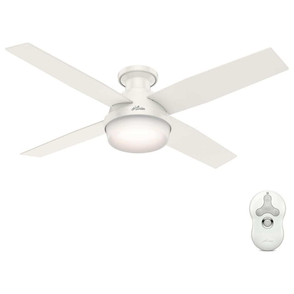 Hunter Dempsey Low Profile 52" Ceiling Fan with Lights in Fresh White, , large