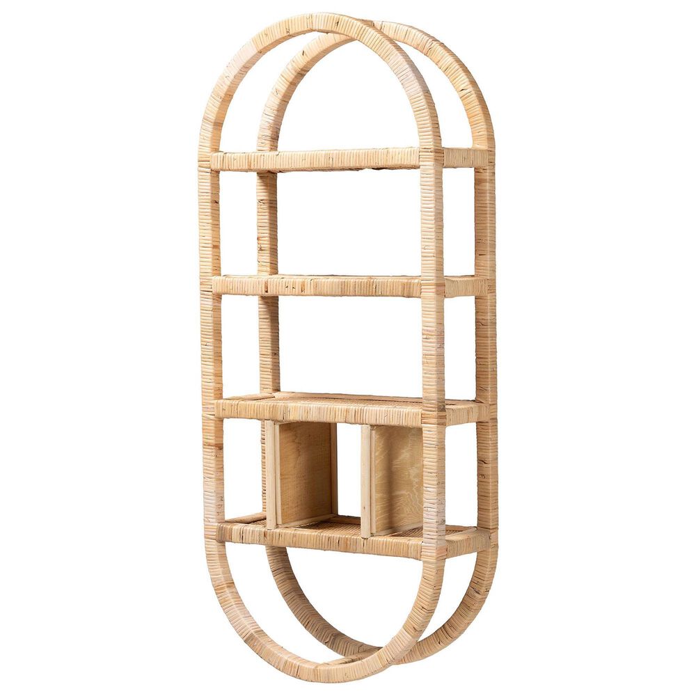 Baxton Studio Labonita 42" Arched Wall Shelf in Natural Brown, , large