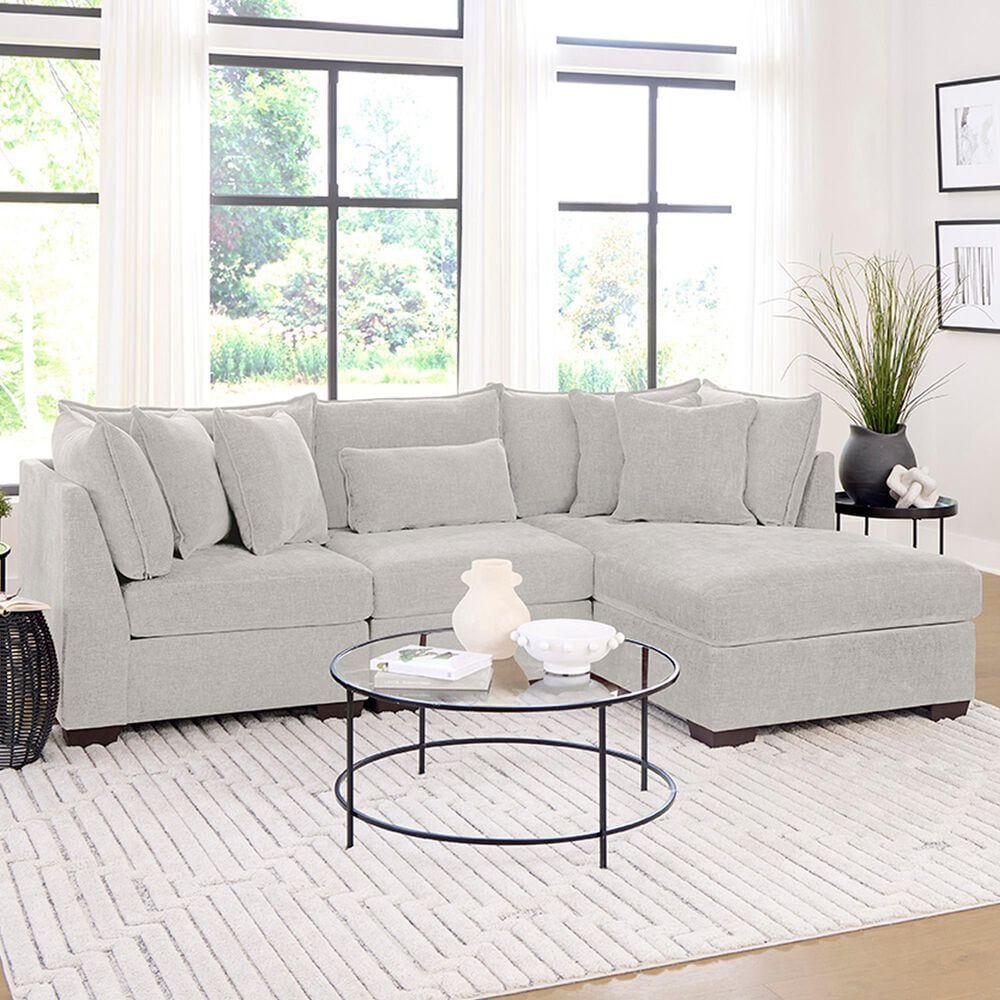 Peak Living 3-Piece Stationary Sectional with Right-Facing Chaise in Dino Ivory, , large