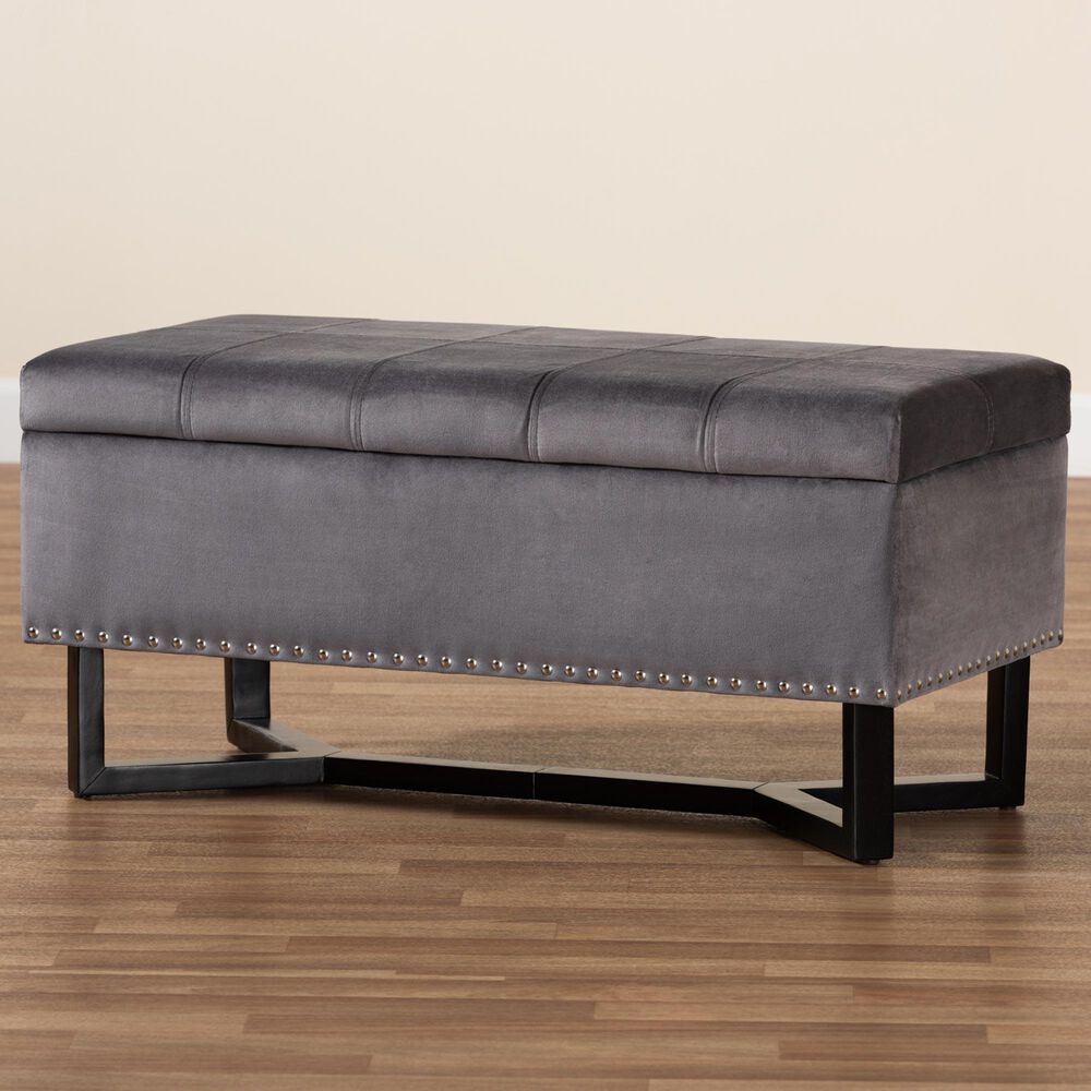 Baxton Studio Esther Storage Ottoman in Grey, , large