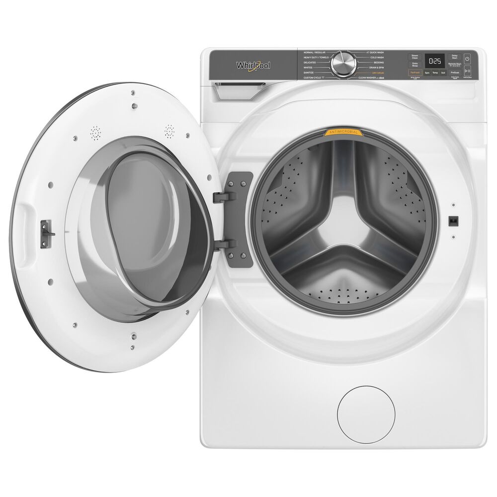 Whirlpool 5.0 Cu. Ft. Smart Front Load Washer and 7.4 Cu. Ft. Smart Electric Dryer Laundry Pair in White, , large