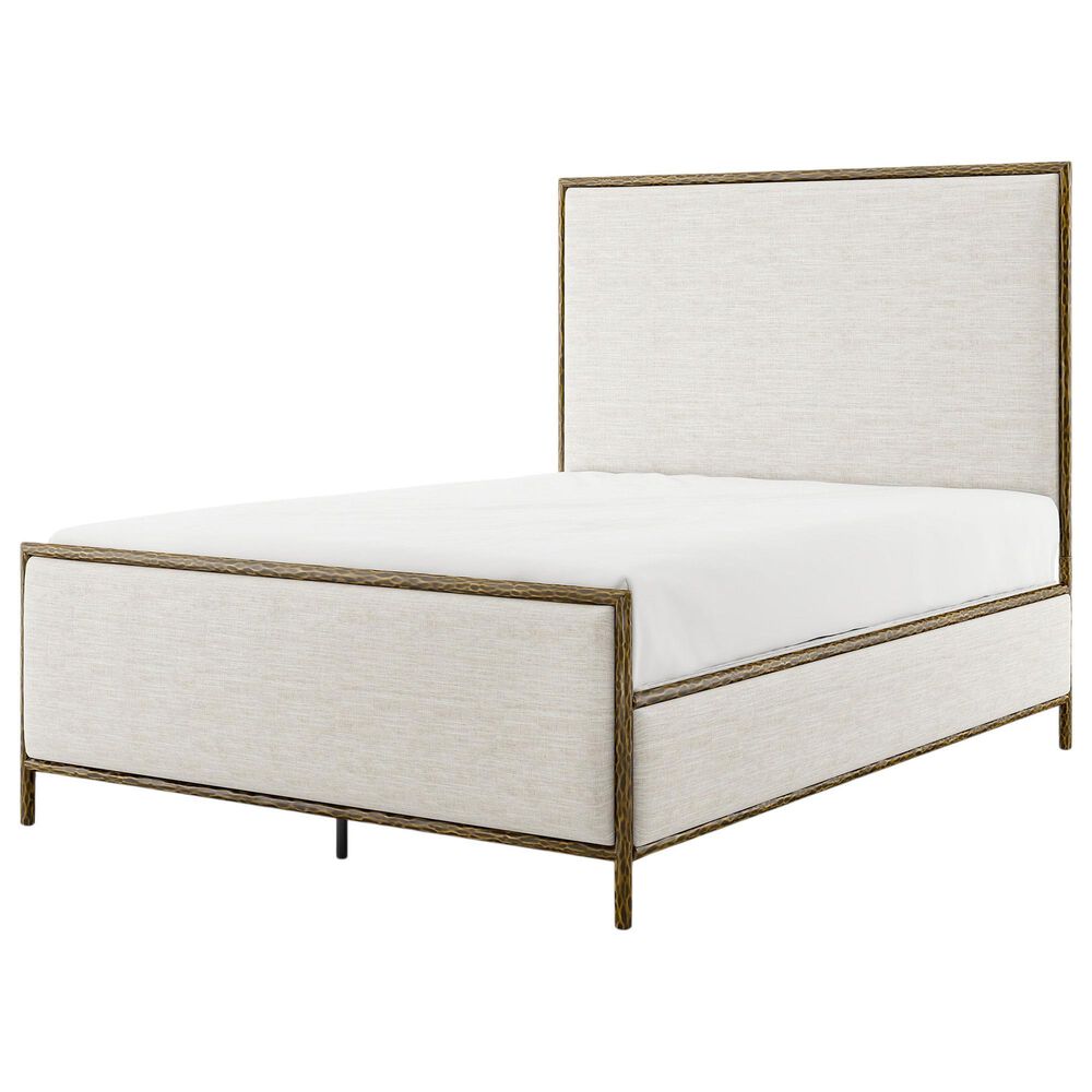 Furniture of America Lalia Queen Upholstered Panel Bed with Padded Headboard in Matte Gold, , large