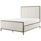 Furniture of America Lalia Queen Upholstered Panel Bed with Padded Headboard in Matte Gold, , large
