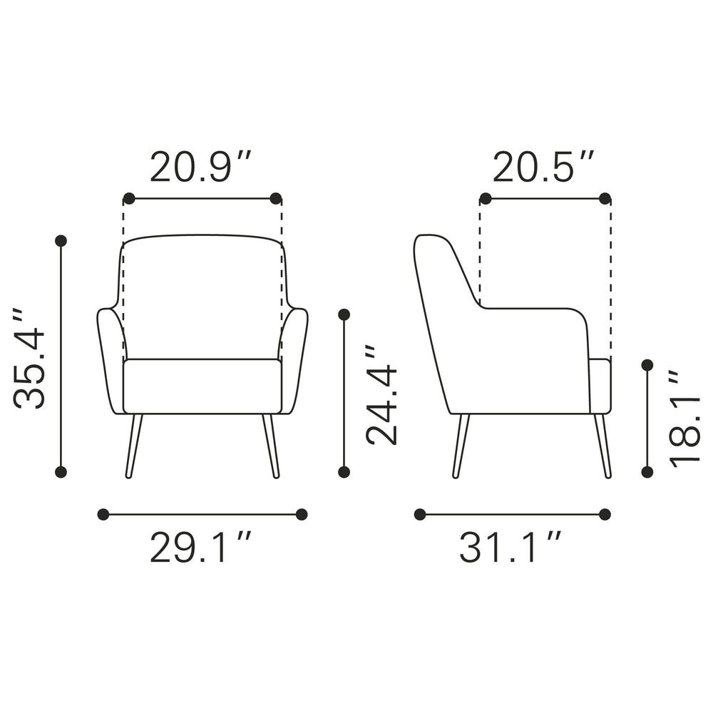 Zuo Modern Tasmania Accent Chair in Vintage Black and Gold, , large
