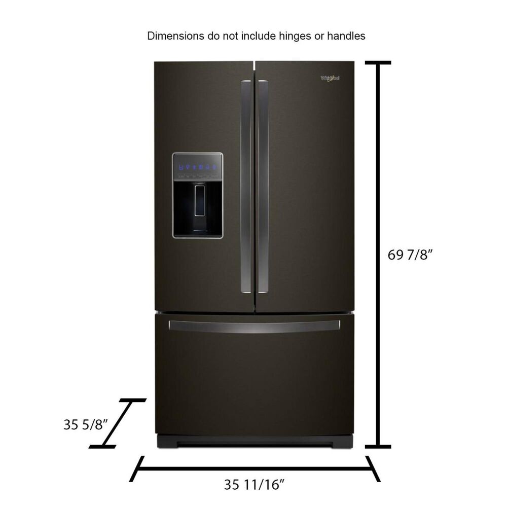 Whirlpool 27 Cu. Ft. 36&quot; French Door Refrigerator in Black Stainless, , large