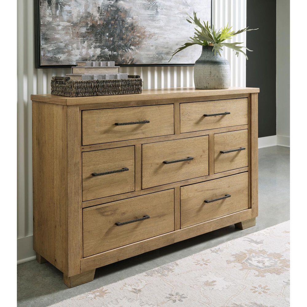 Ashley Galliden Dresser and Mirror in Light Brown, , large