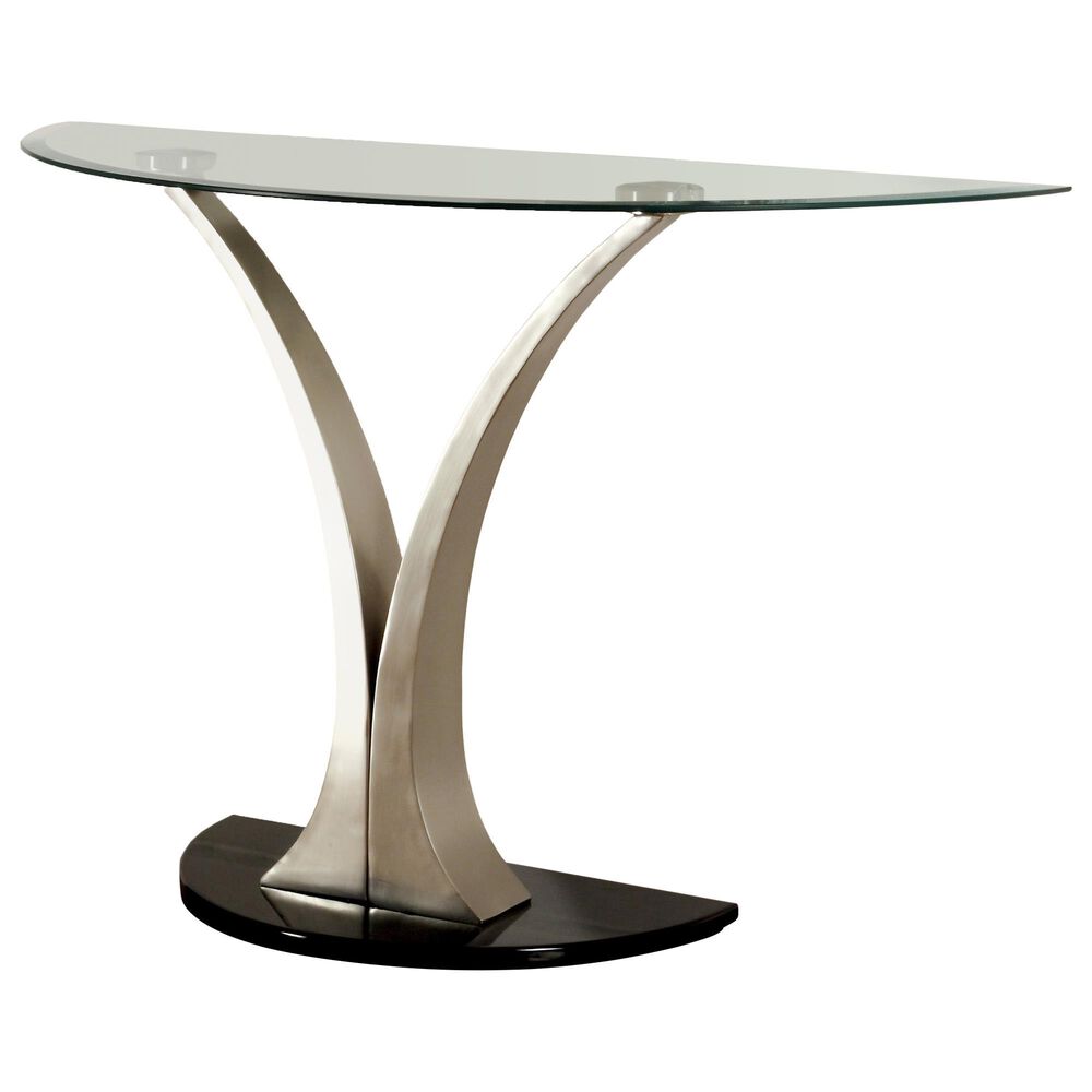 Furniture of America Jenson Console Table in Satin Plated and Black, , large