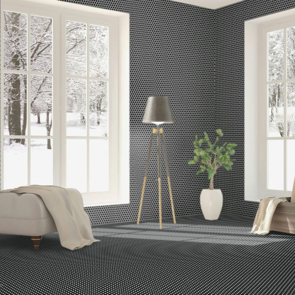 Dal-Tile Color Wheel Matte Black 13&#39;&#39; X 11&#39;&#39; Ceramic Mosaic Sheet, , large