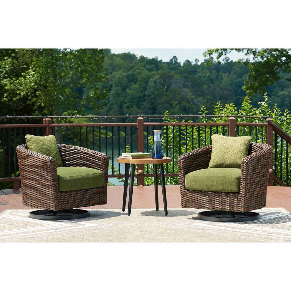 Ashley Horizon Hall Patio Round End Table in Brown and Black, , large