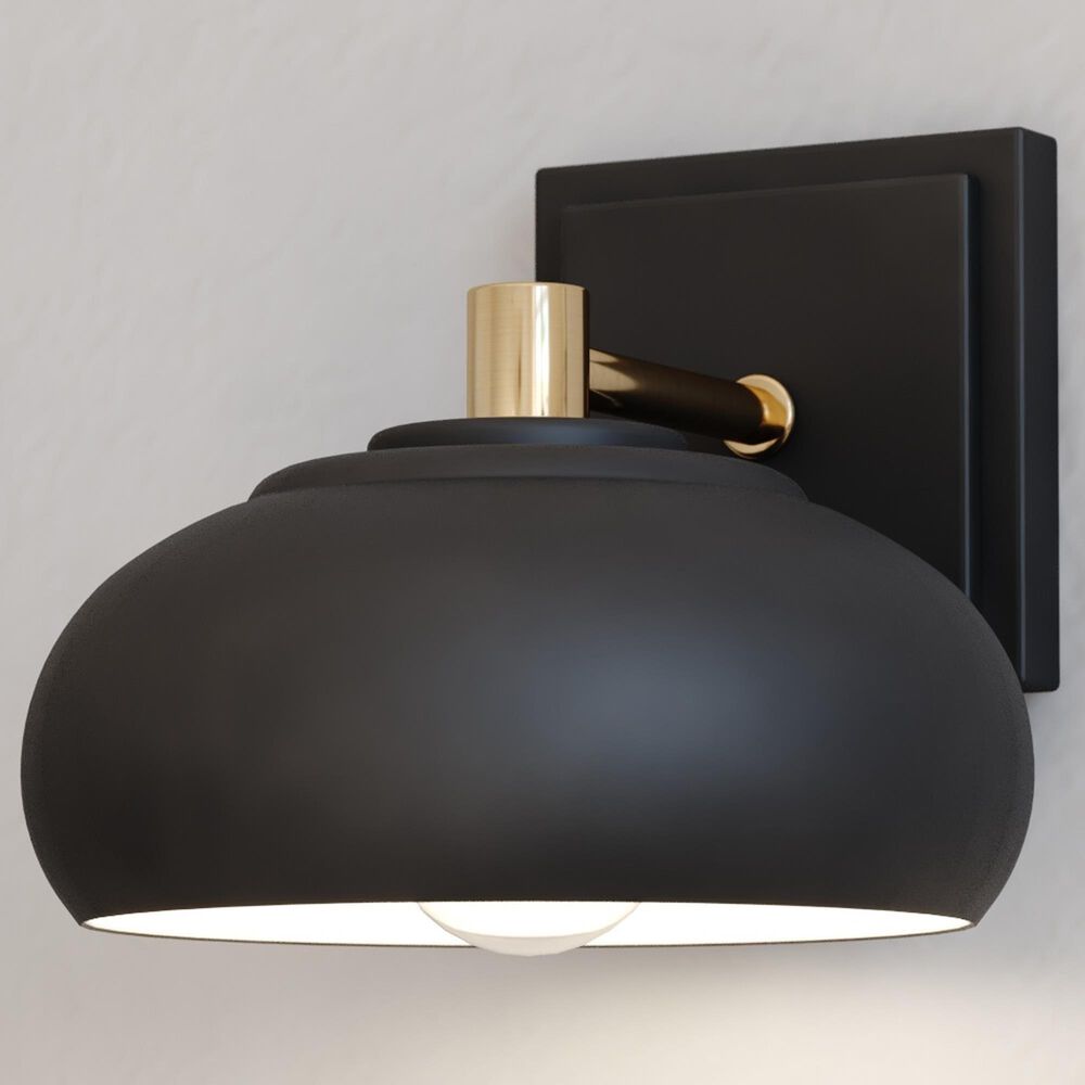 Vaxcel Belmont 1-Light Bathroom Vanity in Matte Black and Satin Brass, , large