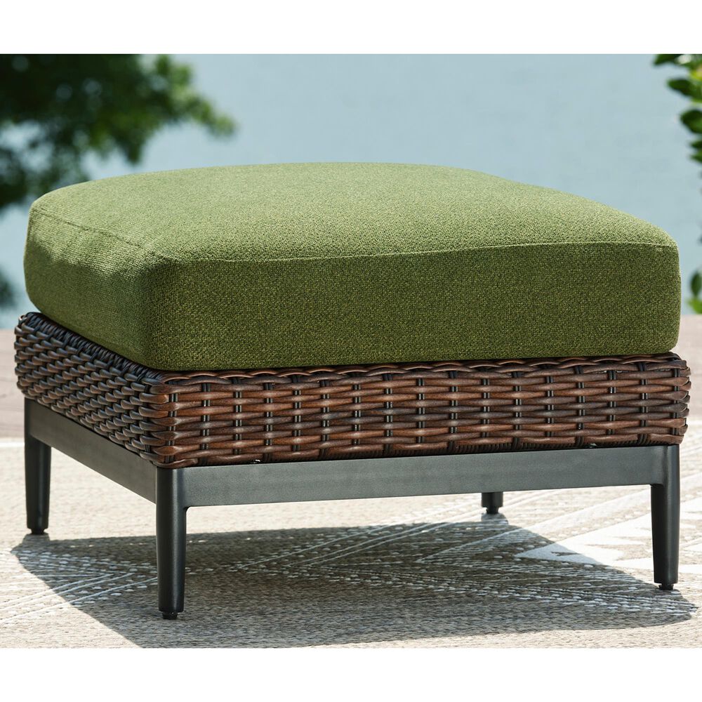 Ashley Horizon Hall Outdoor Ottoman with Cushion in Green, , large