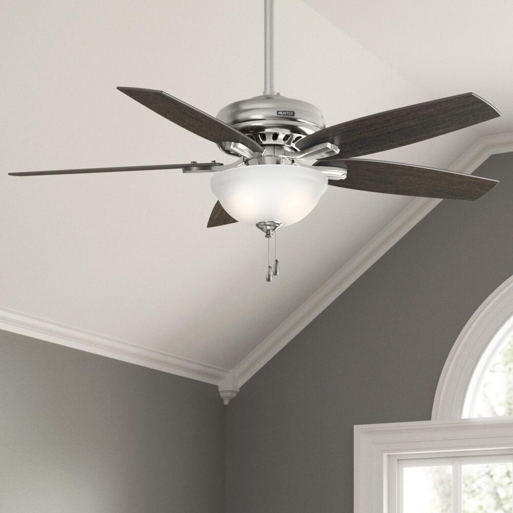 Hunter Newsome 52&quot; Ceiling Fan with Lights in Brushed Nickel, , large