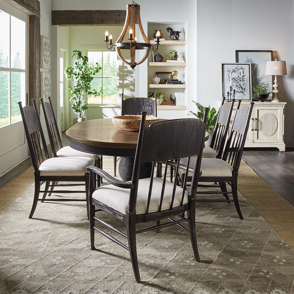 Hooker Furniture Americana Traditional Dining Table and 6 Chairs in Black, , large