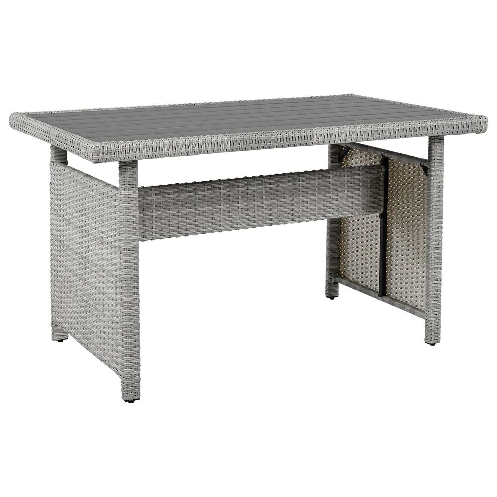 HOMLUX 5-Piece Outdoor Conversation Set with 2 Extendable Side Tables and Gray Rattan in White, , large
