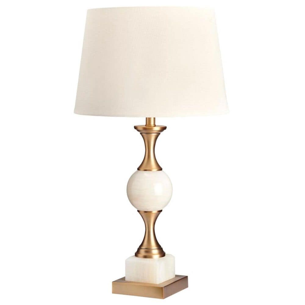 Slatehouse Willenhall Table Lamp in White and Antique Brassed, , large
