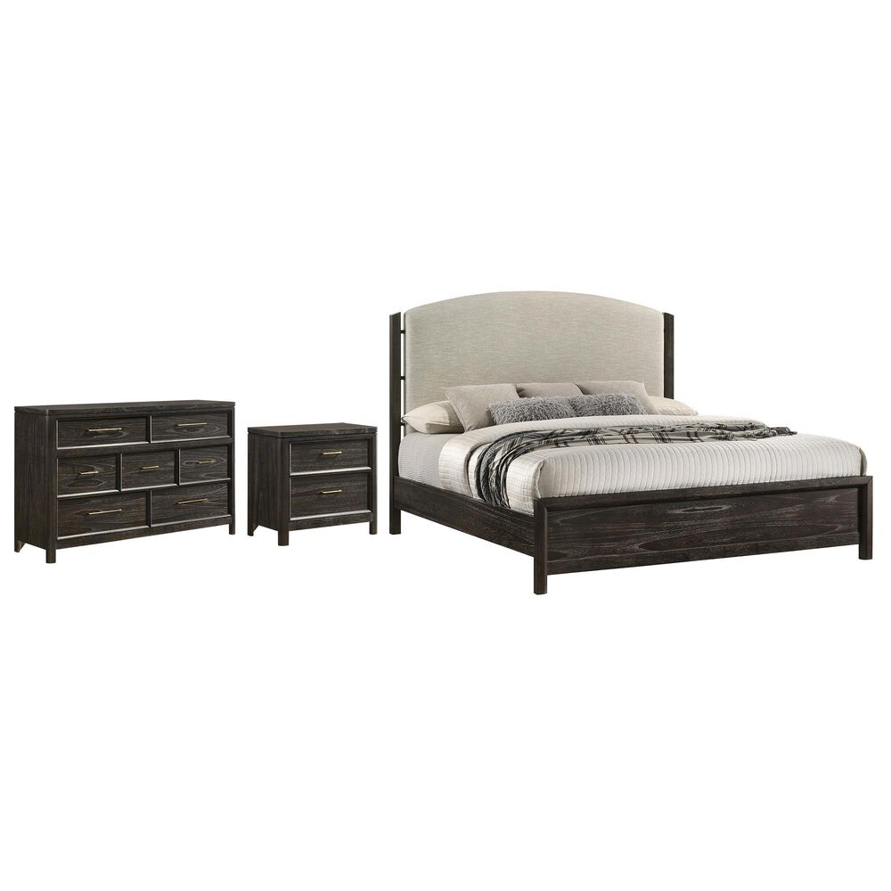 Crown Mark Ethel Queen Bed with Dresser and Nightstand in Dark Brown, , large