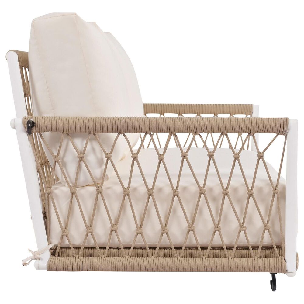 HOMLUX Patio Woven Rope Swing Sofa with White Steel in Beige, , large