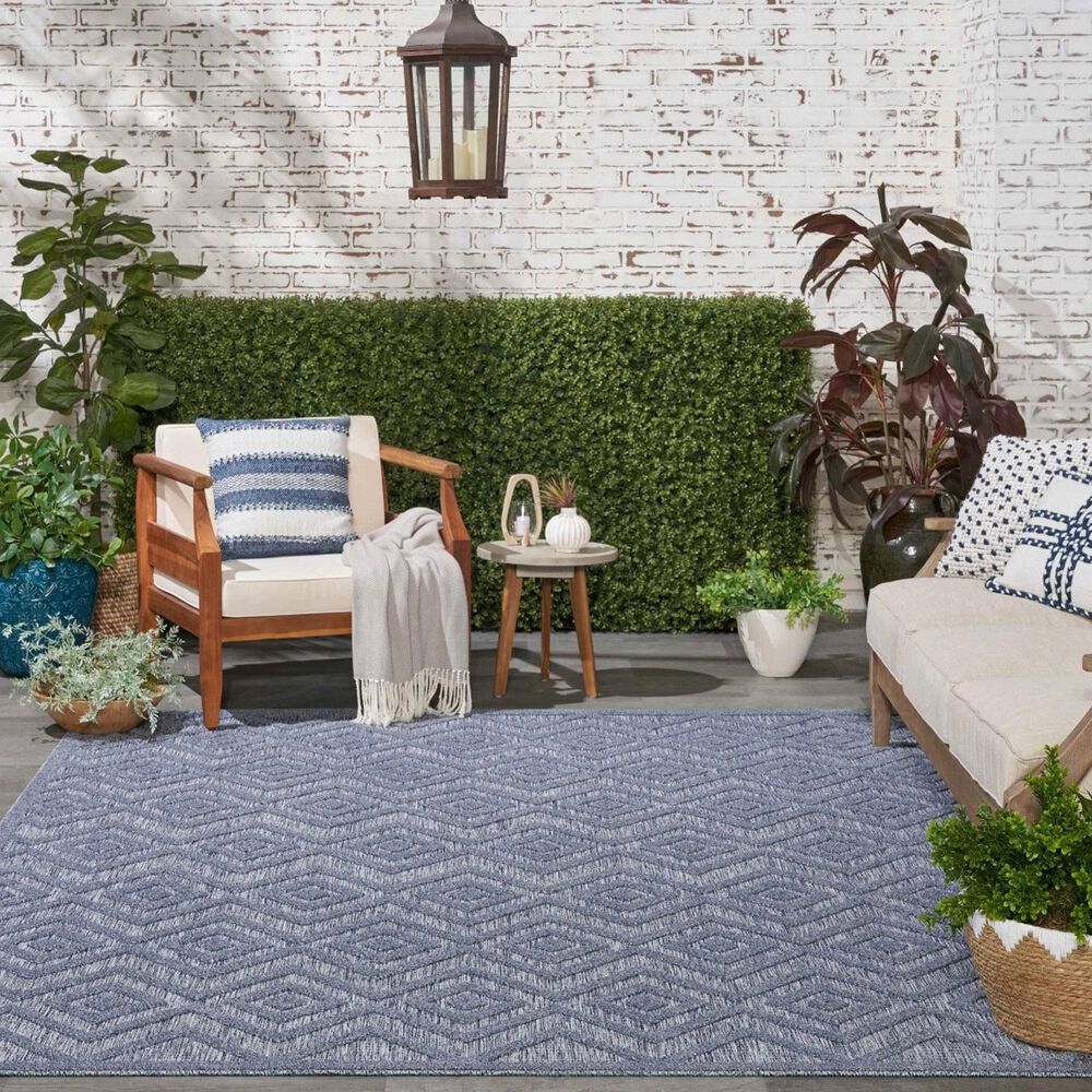 Nourison Versatile 7&#39; x 10&#39; Denim Blue Indoor/Outdoor Area Rug, , large